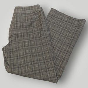 Worthington Women's 8 GRAY PLAID Houndstooth Flare Leg Mid Rise STRETCH Pants